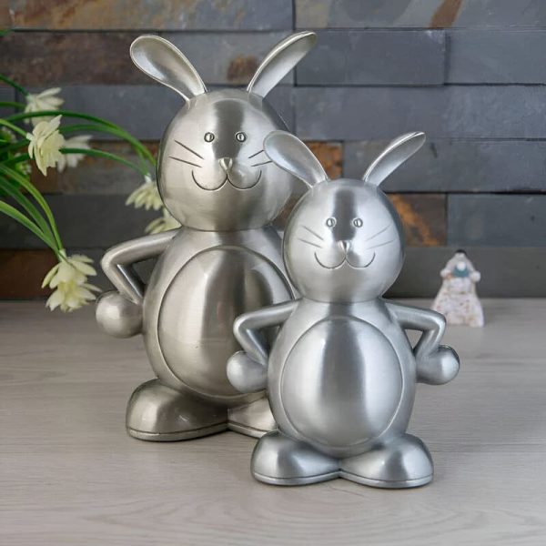 Tirelire en forme de lapin, métal brillant