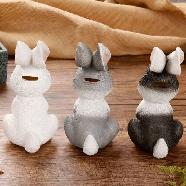 Tirelire en forme de lapin avec finition vintage