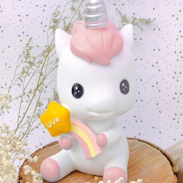 Licorne blanche en céramique, tirelire originale