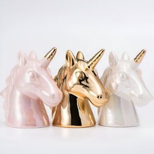Tirelire en forme de Licorne dorée scintillante