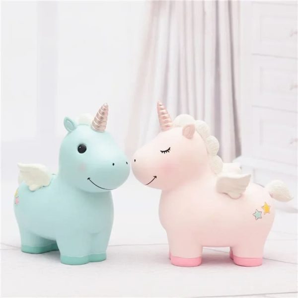 Tirelire rose avec motif licorne magique