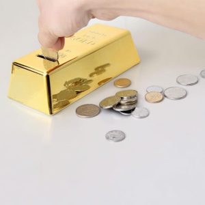 Tirelire en métal imitation or pour économies