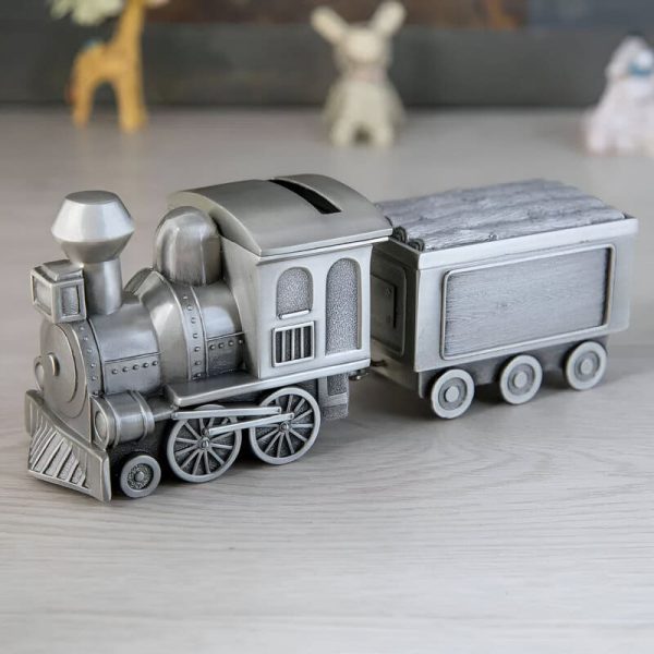 tirelire-locomotive-metal-argente-1 Tirelire locomotive en métal argenté