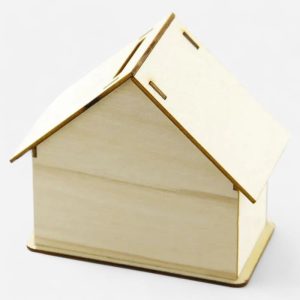 Tirelire en bois en forme de maison