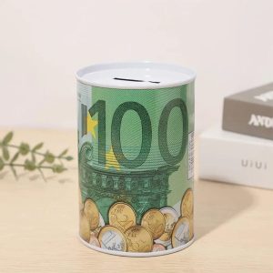 Tirelire en métal design Euros