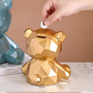 Tirelire en forme d'ours doré pour enfants