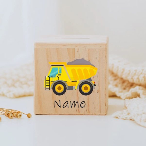 Tirelire en bois, décoration personnalisée pour garçon
