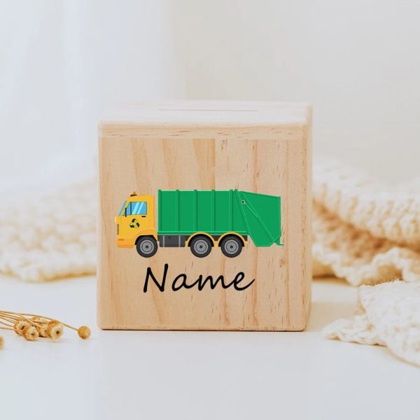 Tirelire garçon, accessoire pratique et personnalisé en bois