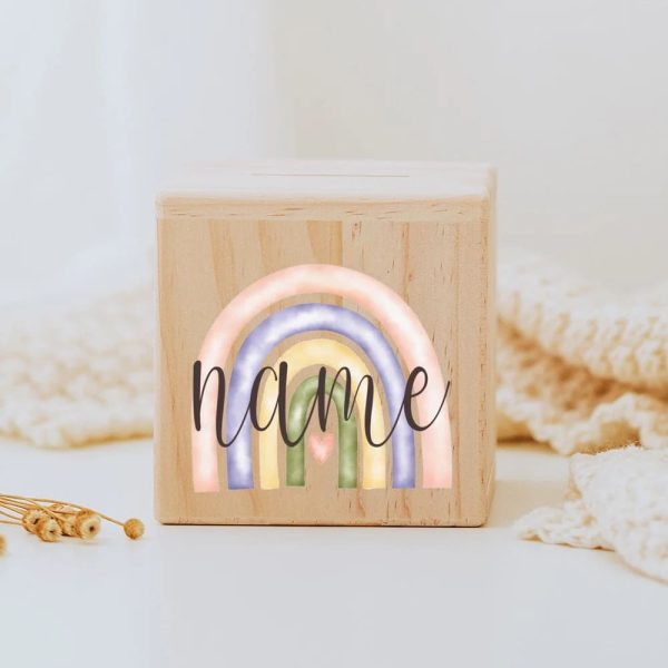 Tirelire en bois personnalisée pour anniversaire fille