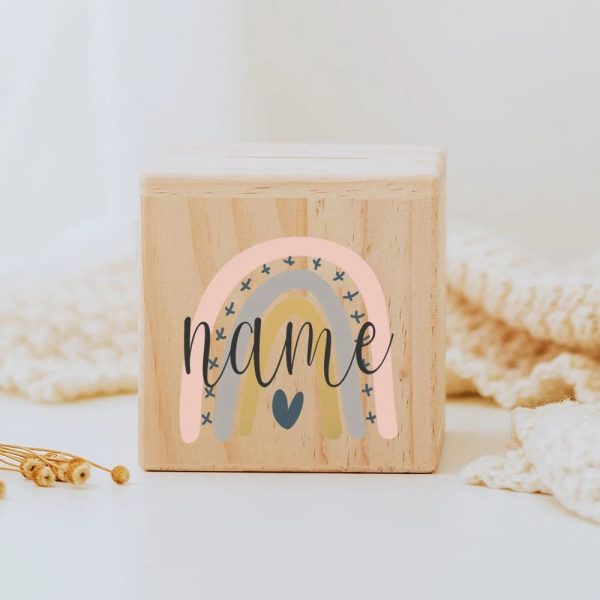 Tirelire en bois pour enfant avec gravure