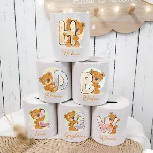 Tirelire avec prénom, design charmant