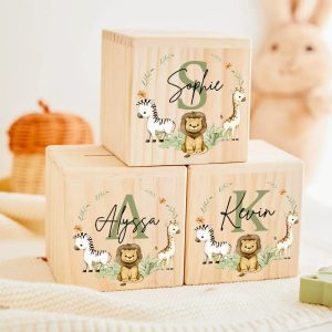 Tirelire en bois personnalisée avec prénom