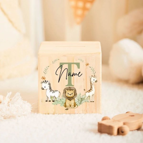 Tirelire en bois personnalisée avec prénom - vue 3