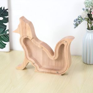 Tirelire en bois en forme de renard