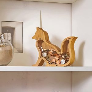 Tirelire animale en bois design renard