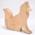 Tirelire en bois, motif renard ludique