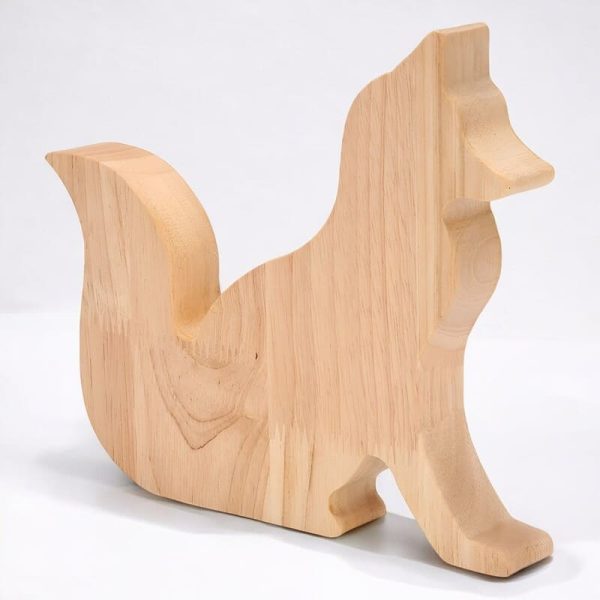 Tirelire en bois, motif renard ludique