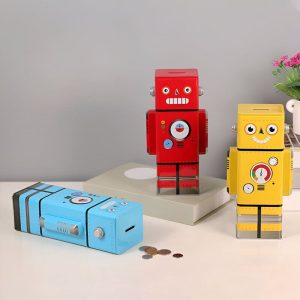 Robot tirelire métallique pour enfants et adultes