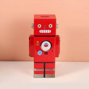Tirelire en métal inspirée des robots futuristes