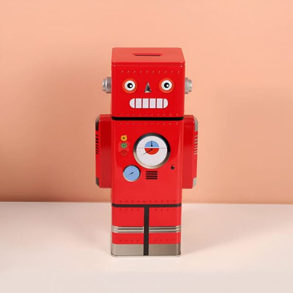 Tirelire en métal inspirée des robots futuristes