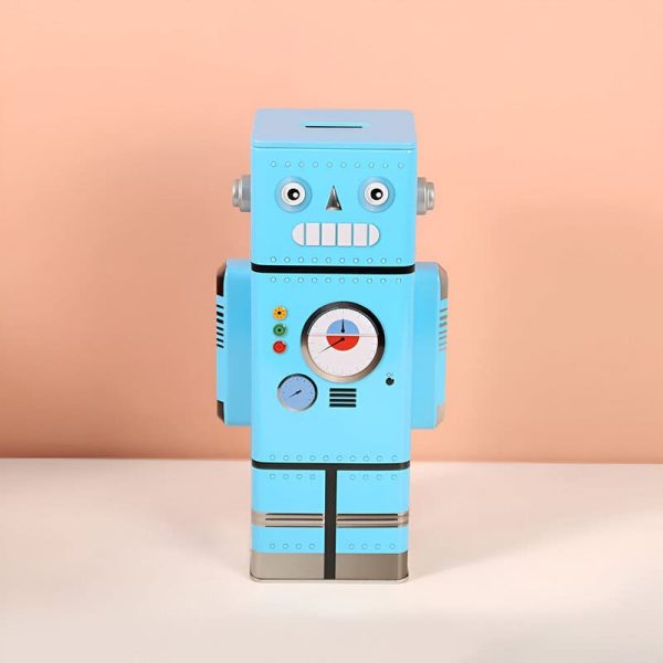 Tirelire robot en métal, un accessoire amusant