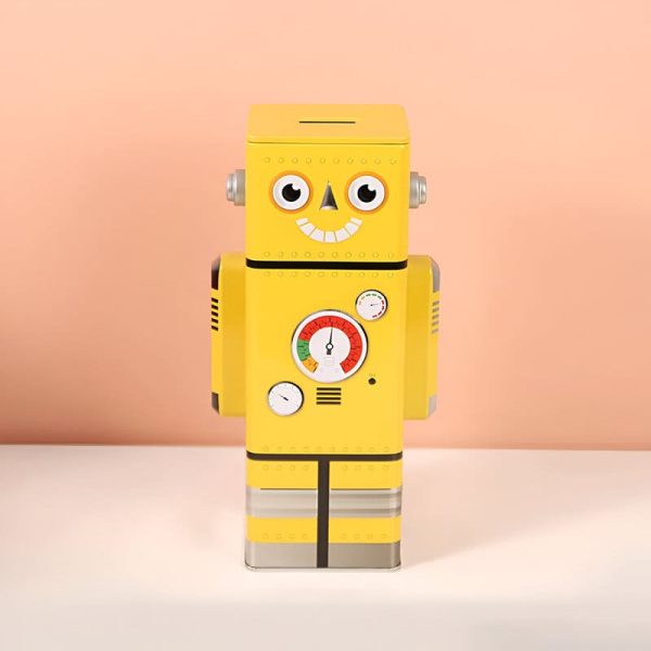 Tirelire en métal en forme de robot créatif