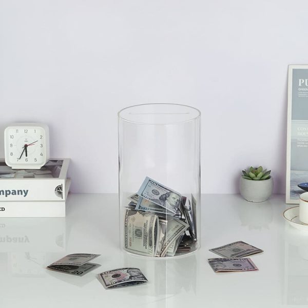 Tirelire sans ouverture, design transparent pour visualiser les économies