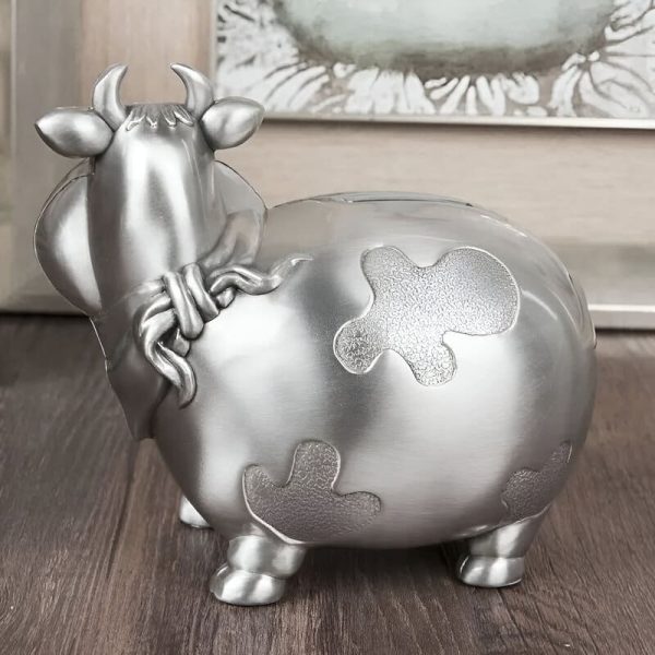 Tirelire métallique vache, objet de décoration amusant