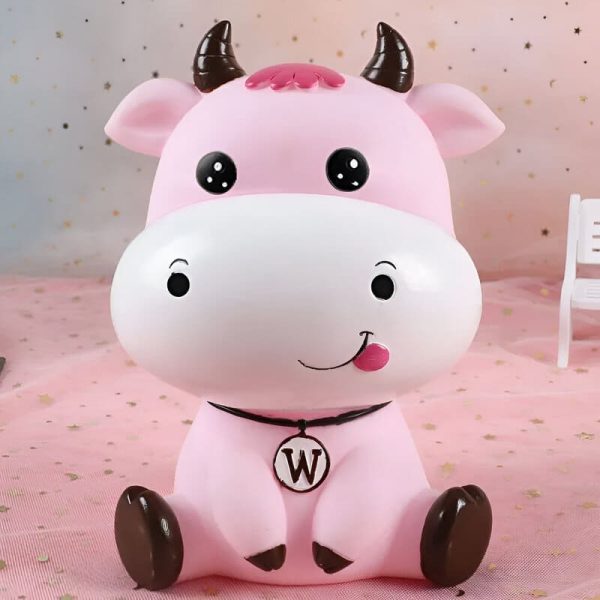 Tirelire originale vache rose pour économiser