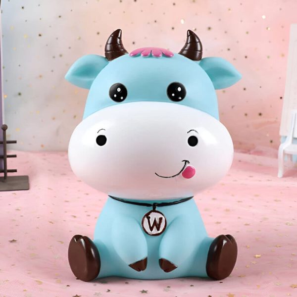 Tirelire vache rose, objet déco et pratique