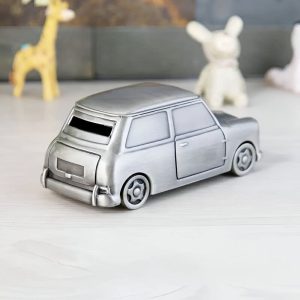 Tirelire voiture argentée pour collectionneurs