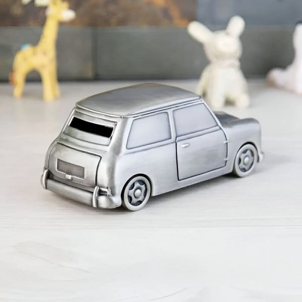 Tirelire voiture argentée pour collectionneurs