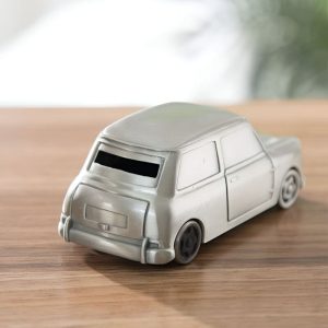 Tirelire en forme de voiture, couleur argent